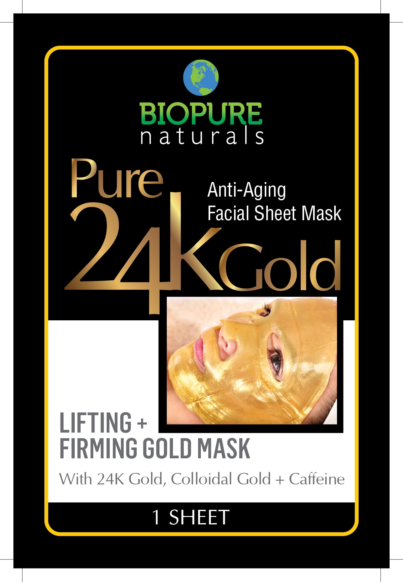 Pure Gold 24k Anti-Aging Facial Sheet Mask